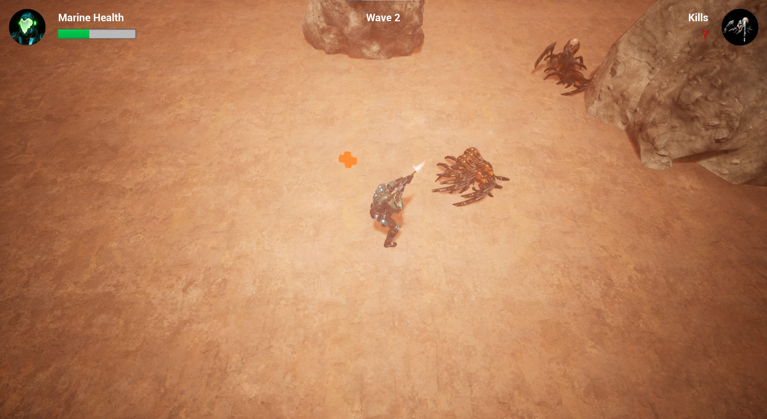 Player collecting a health pack